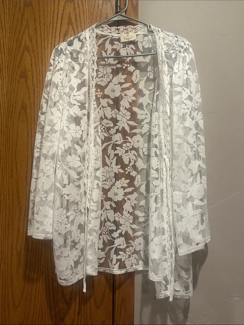 Sheer Floral Lace cover up- White
